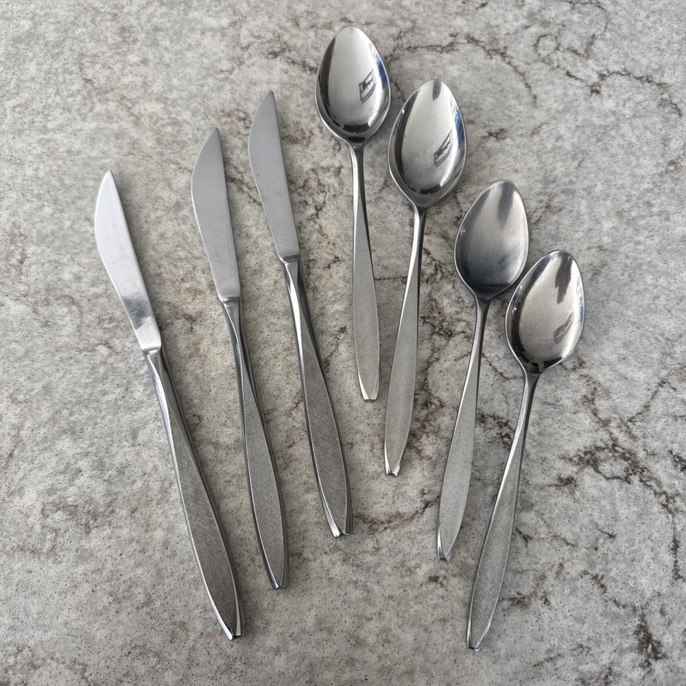 7 Vintage Ekco Eterna Corsair Custom Stainless Steel Flatware Silverware Japan
